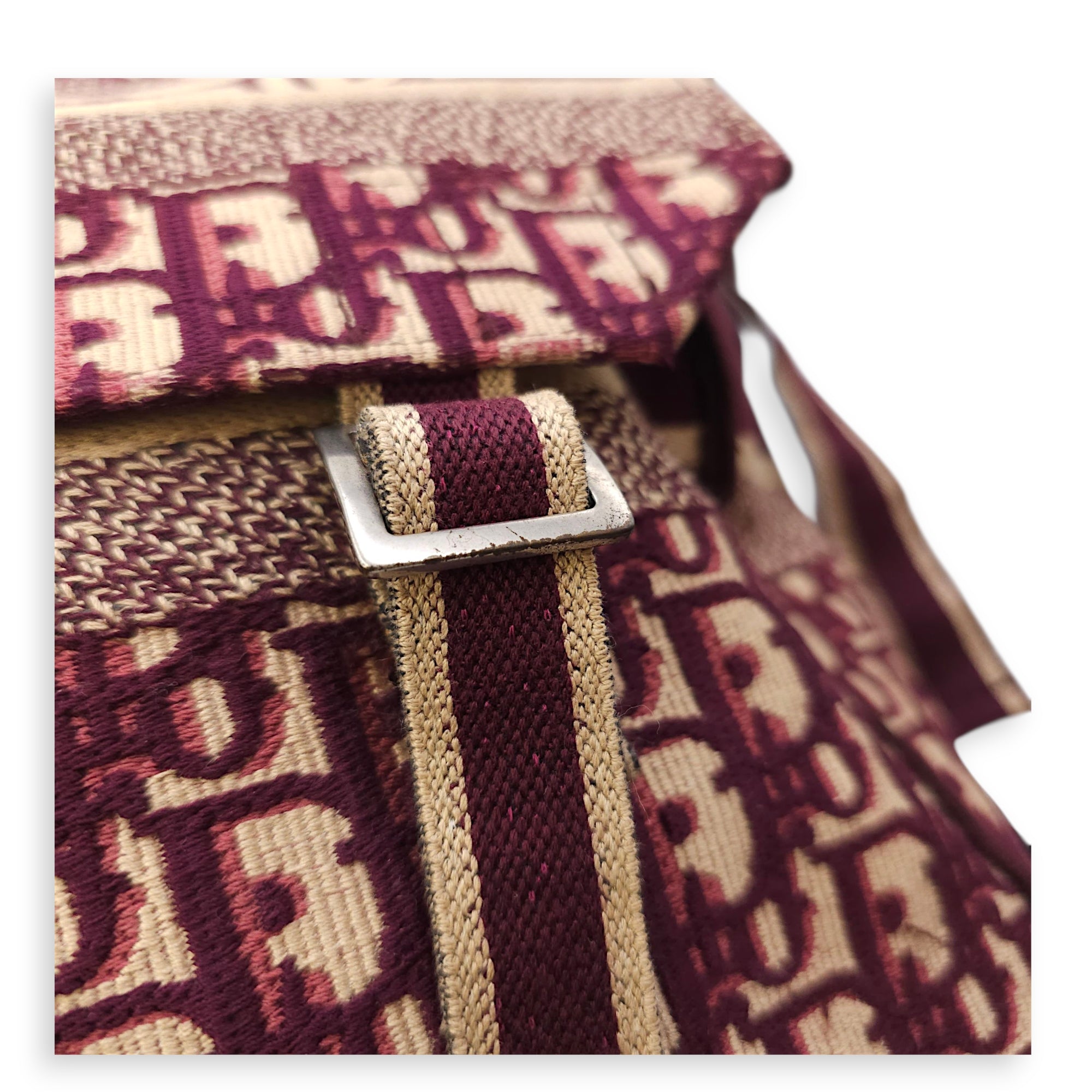 Messenger Red Oblique Crossbody Bag in Canvas, Silver hardware