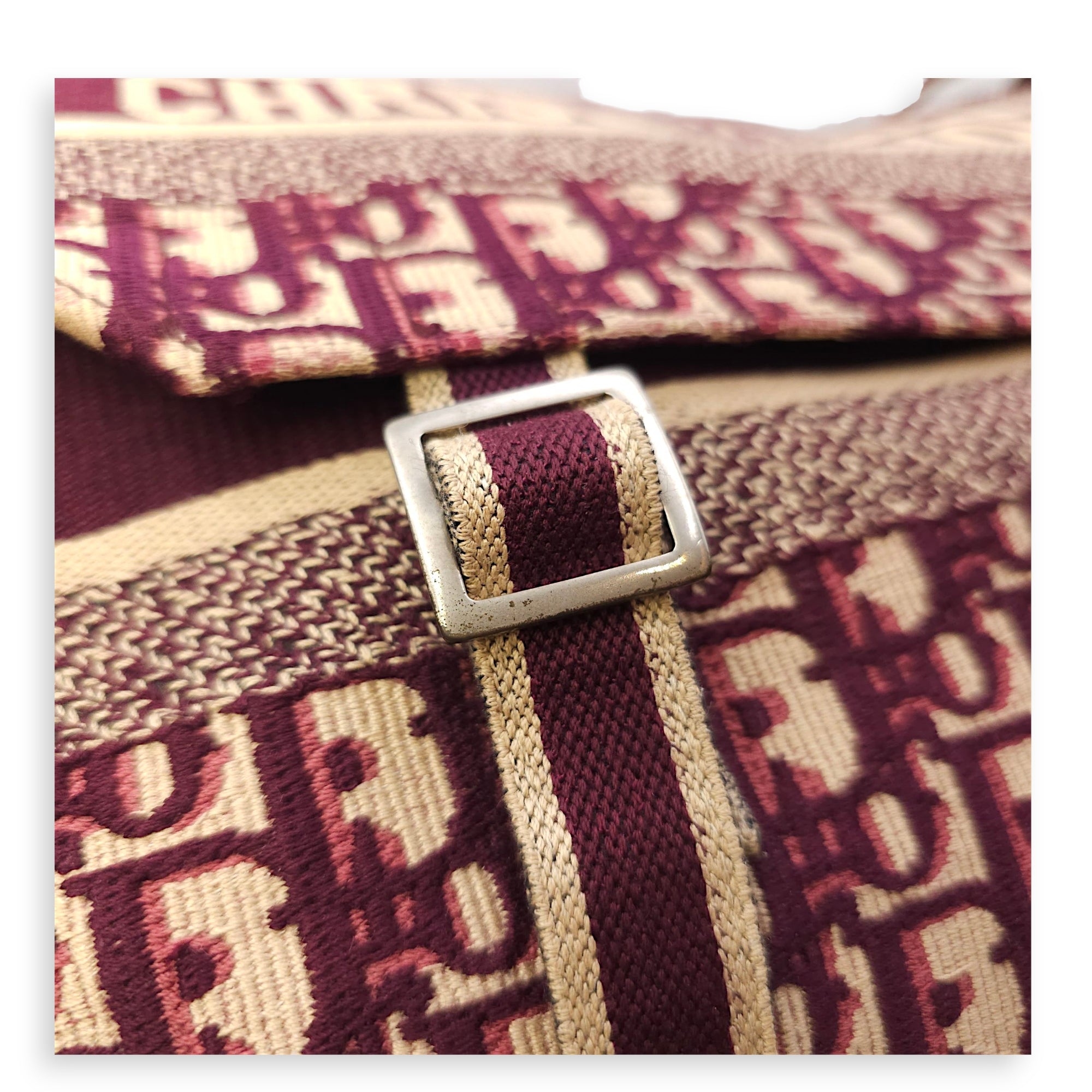 Messenger Red Oblique Crossbody Bag in Canvas, Silver hardware