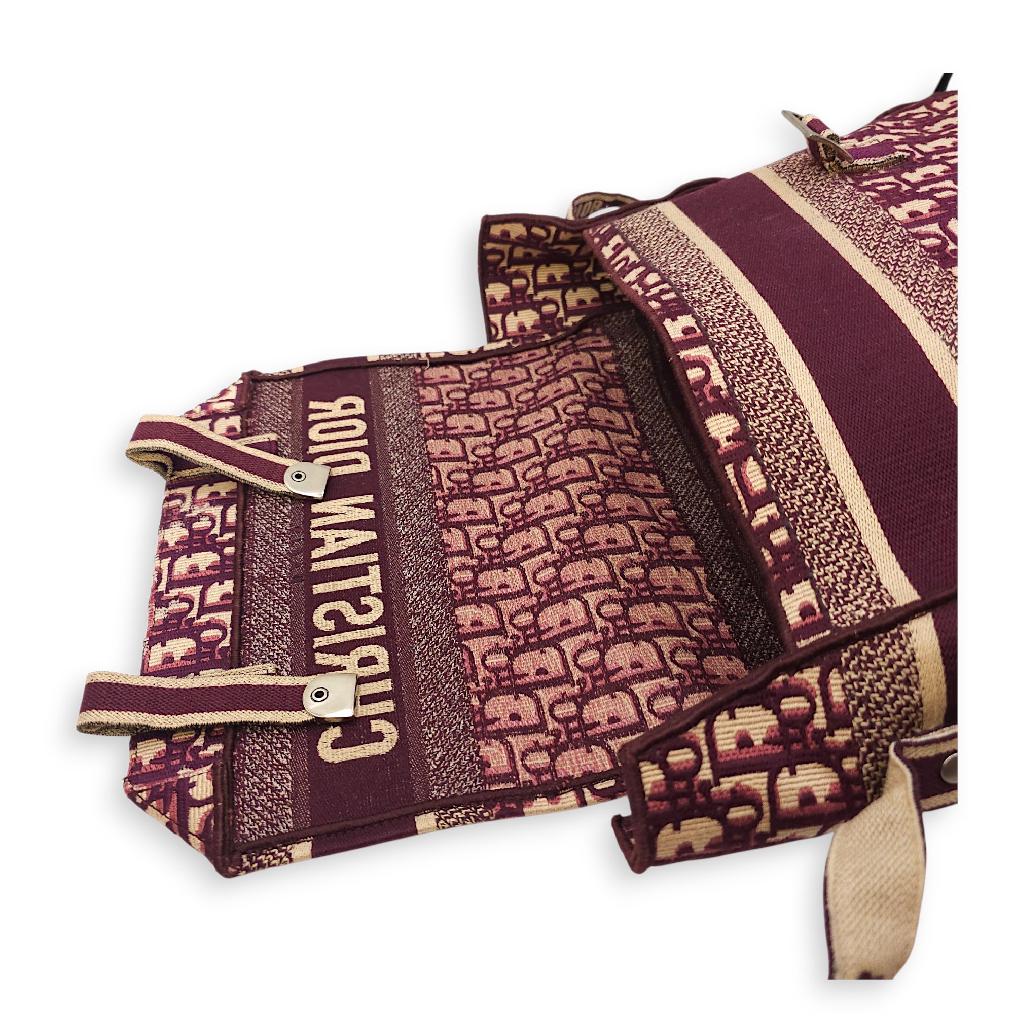 Messenger Red Oblique Crossbody Bag in Canvas, Silver hardware