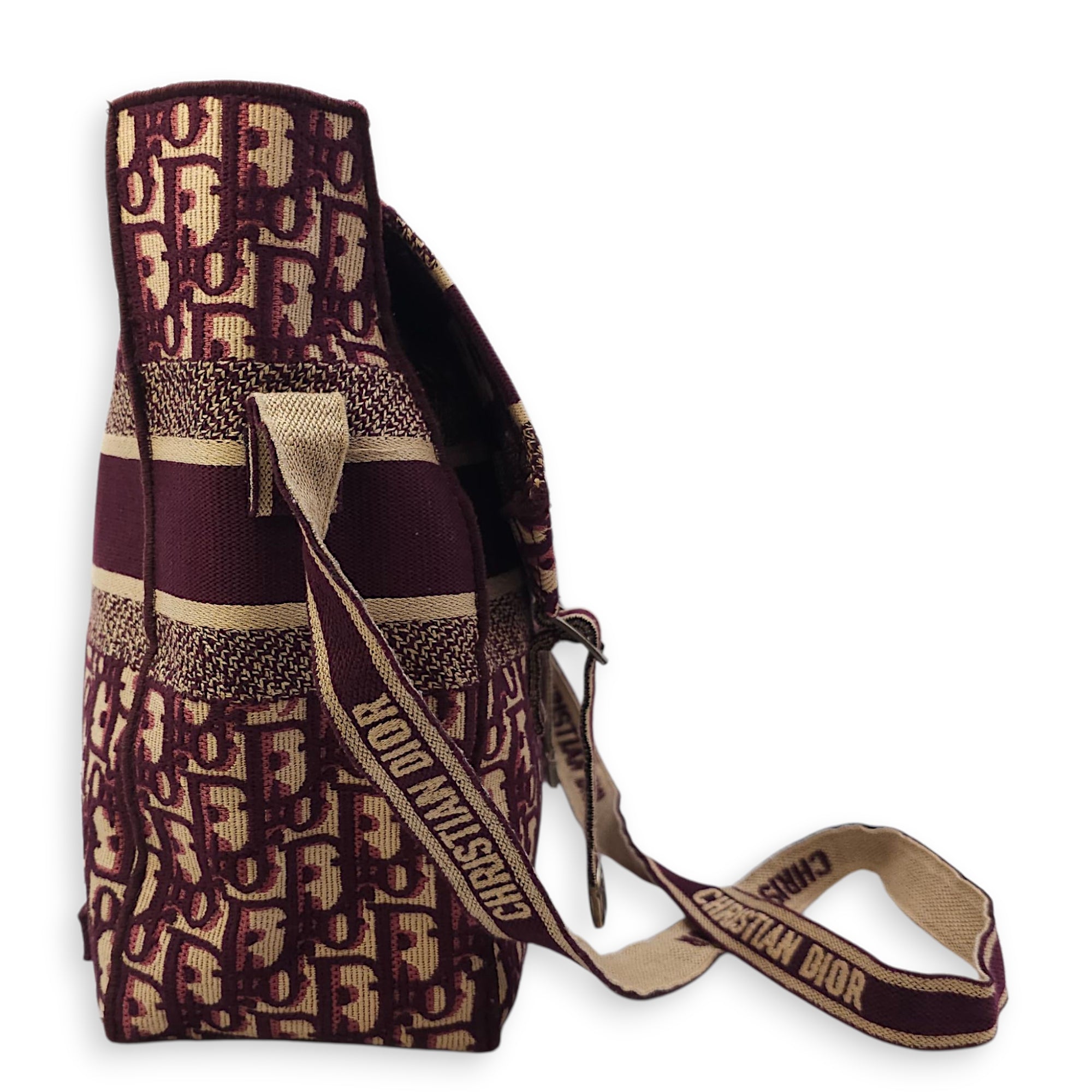 Messenger Red Oblique Crossbody Bag in Canvas, Silver hardware