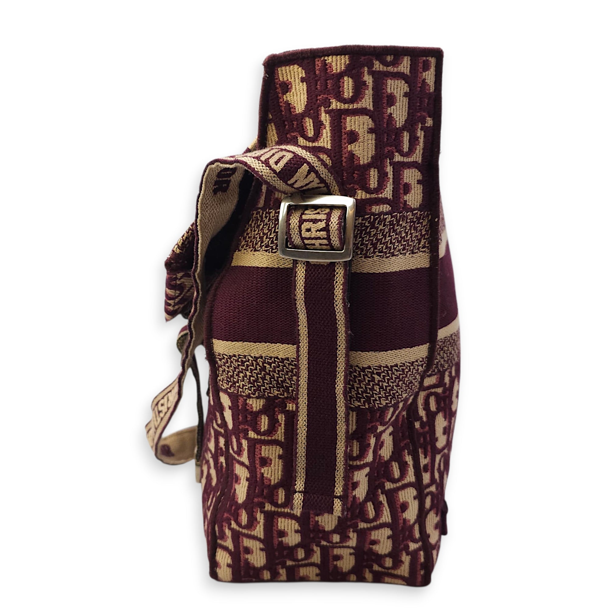 Messenger Red Oblique Crossbody Bag in Canvas, Silver hardware