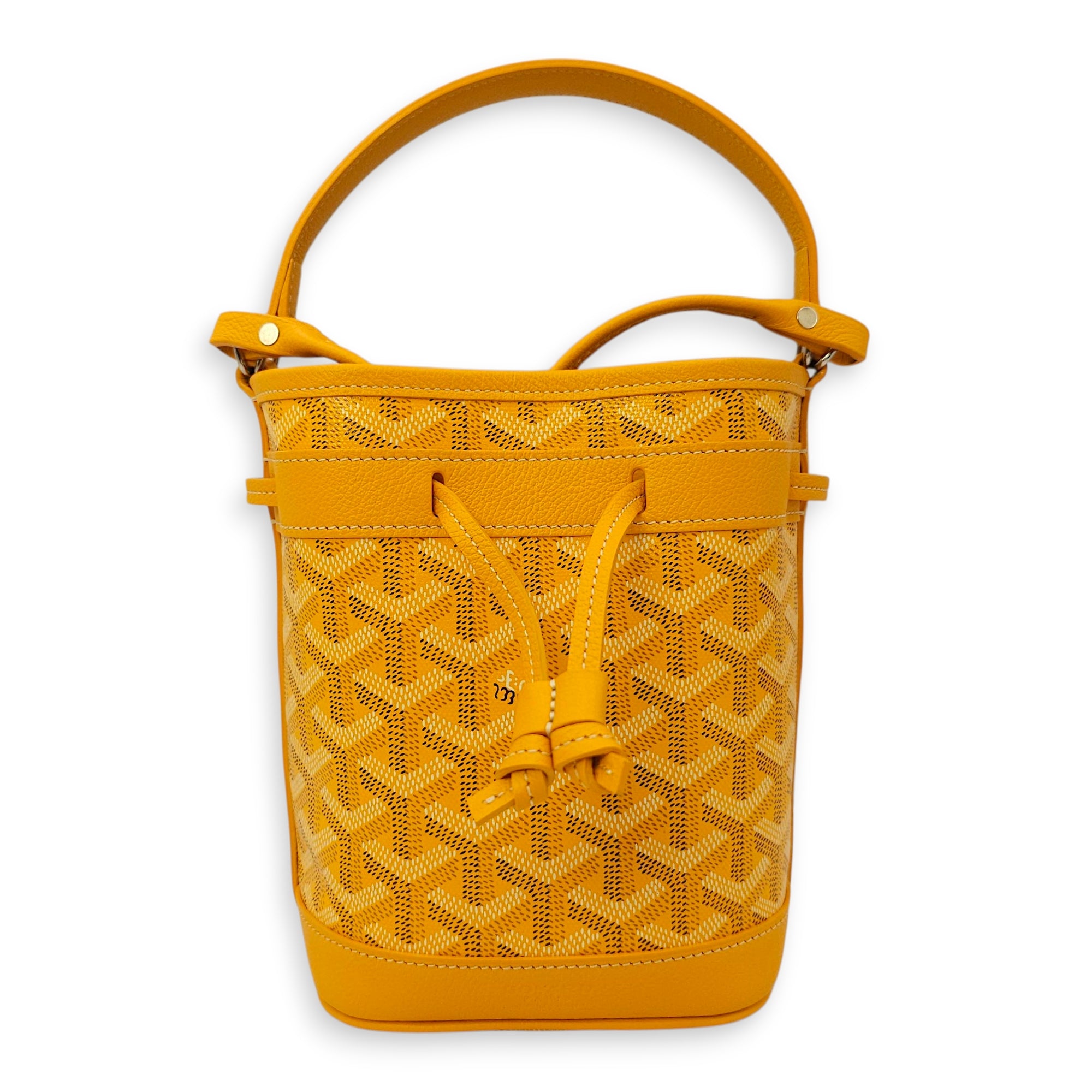 Petit Flot Mini Yellow Bucket Bag in Canvas, Silver hardware