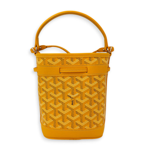 Petit Flot Mini Yellow Bucket Bag in Canvas, Silver hardware