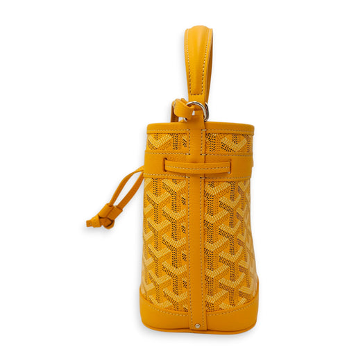 Petit Flot Mini Yellow Bucket Bag in Canvas, Silver hardware