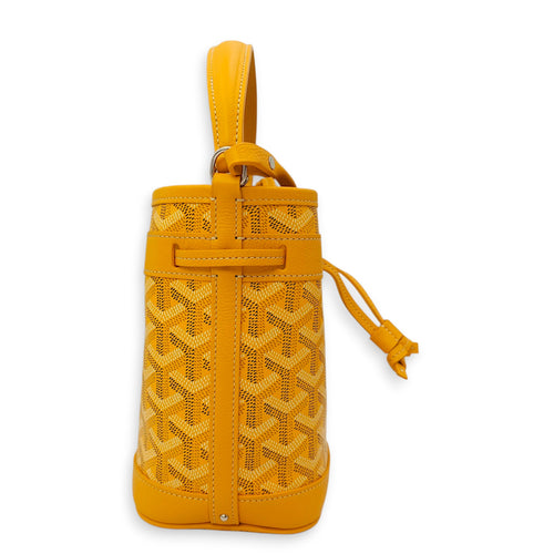 Petit Flot Mini Yellow Bucket Bag in Canvas, Silver hardware