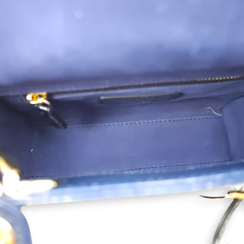 Lady Dior Mini Blue Shoulder Bag in Python Leather, 2-Tone hardware