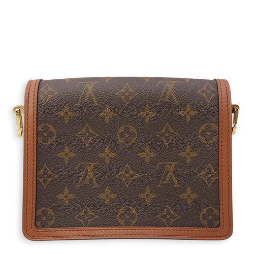 Reverse Monogram Dauphine Mini Brown Shoulder Bag in Canvas, Gold hardware