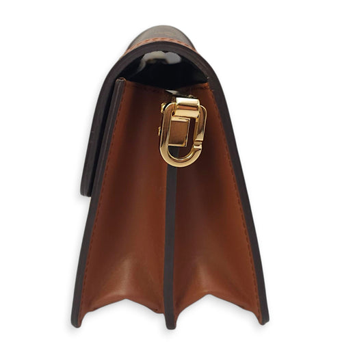Reverse Monogram Dauphine Mini Brown Shoulder Bag in Canvas, Gold hardware