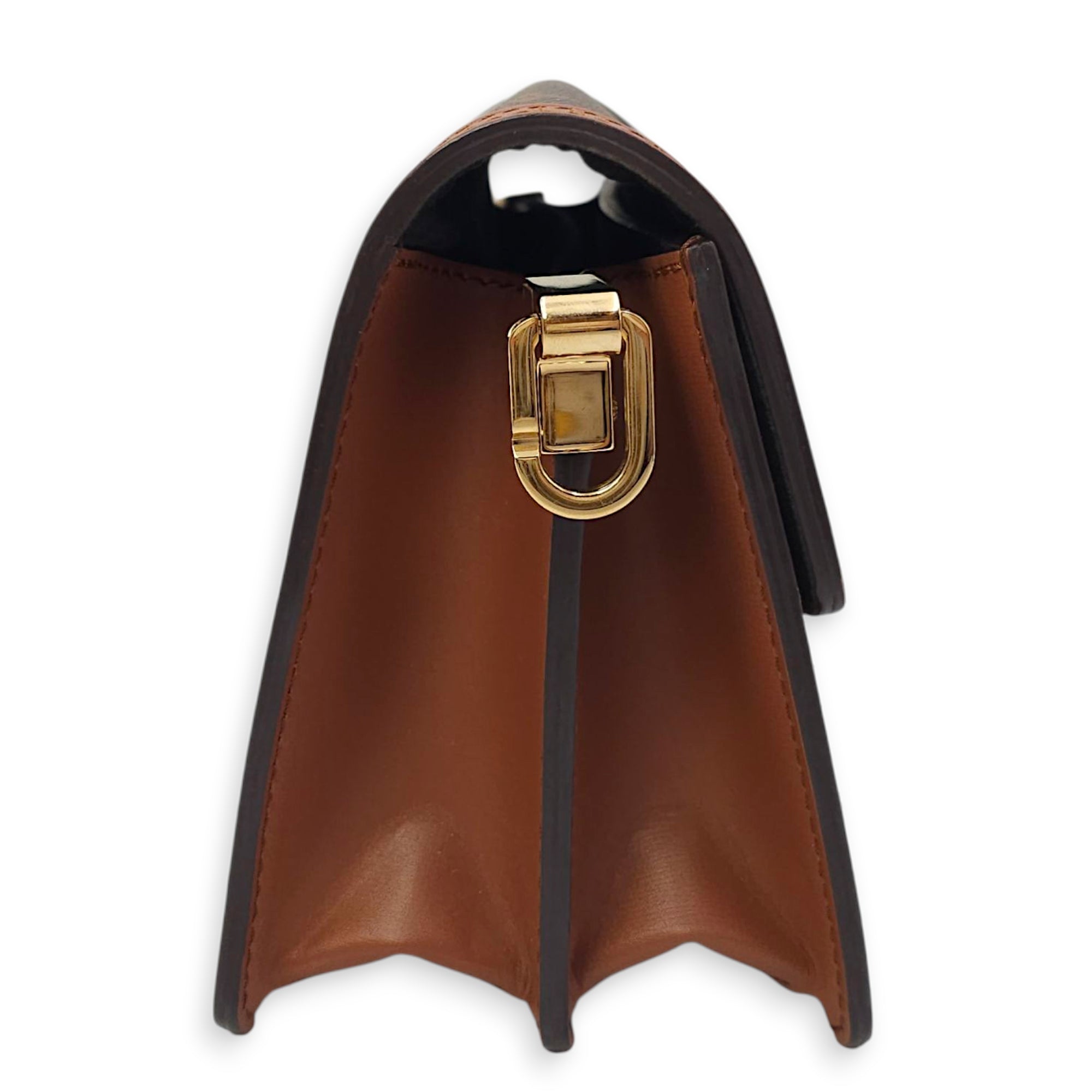 Reverse Monogram Dauphine Mini Brown Shoulder Bag in Canvas, Gold hardware