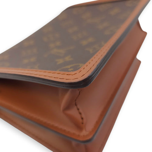 Reverse Monogram Dauphine Mini Brown Shoulder Bag in Canvas, Gold hardware