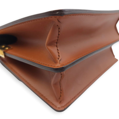 Reverse Monogram Dauphine Mini Brown Shoulder Bag in Canvas, Gold hardware