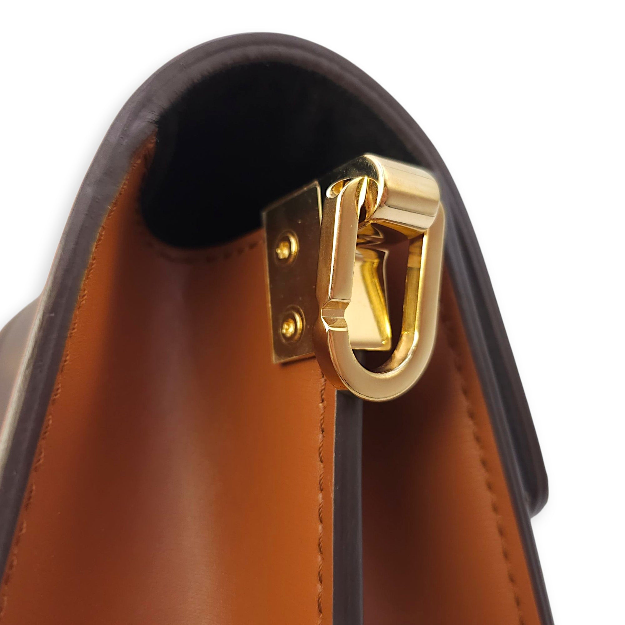 Reverse Monogram Dauphine Mini Brown Shoulder Bag in Canvas, Gold hardware