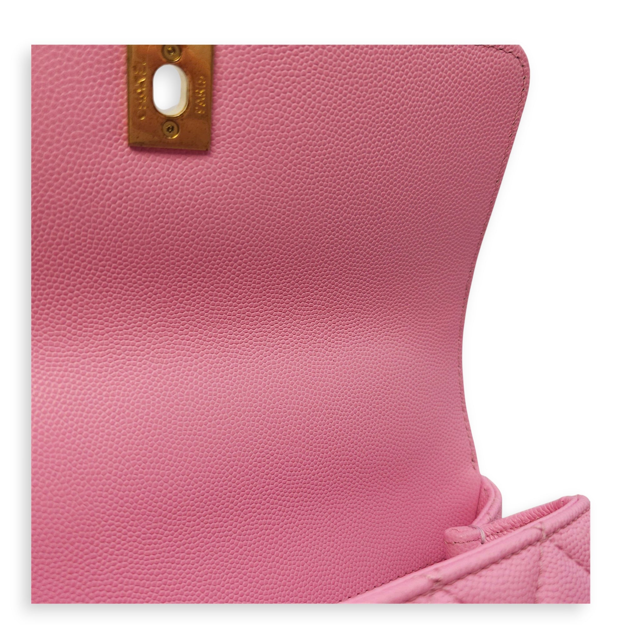 Coco Handle Small Pink Crossbody Bag in Caviar Leather, Gold hardware