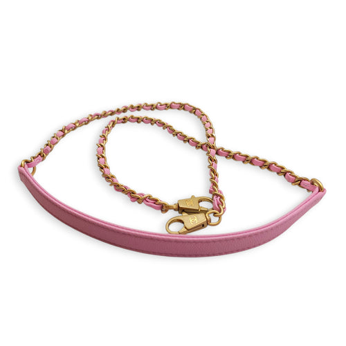 Coco Handle Small Pink Crossbody Bag in Caviar Leather, Gold hardware