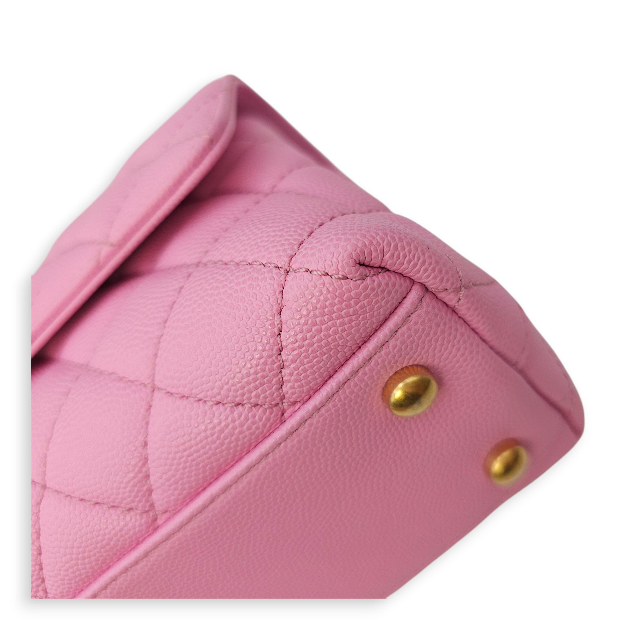Coco Handle Small Pink Crossbody Bag in Caviar Leather, Gold hardware