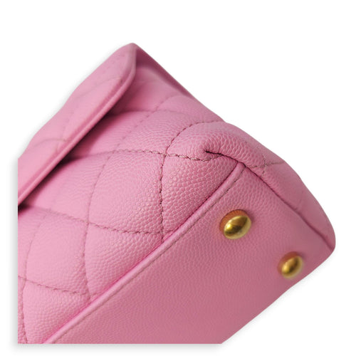 Coco Handle Small Pink Crossbody Bag in Caviar Leather Gold hardware CL2511-17093 8