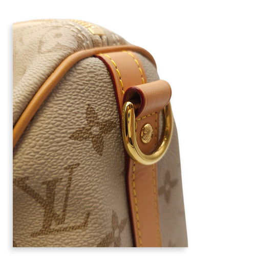 Speedy Bandouliere Monopanam 25cm Beige Shoulder Bag in Canvas, Gold hardware
