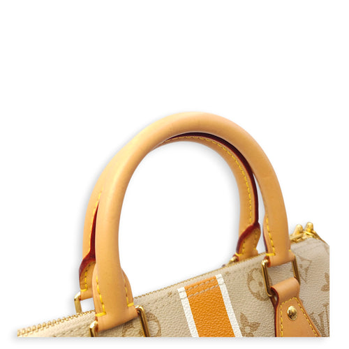 Speedy Bandouliere Monopanam 25cm Beige Shoulder Bag in Canvas, Gold hardware