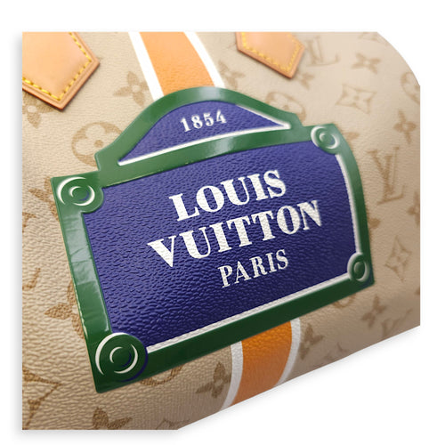 Speedy Bandouliere Monopanam 25cm Beige Shoulder Bag in Canvas, Gold hardware