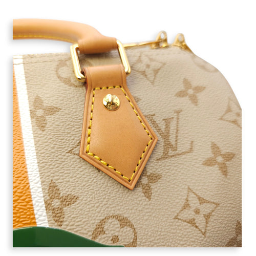 Speedy Bandouliere Monopanam 25cm Beige Shoulder Bag in Canvas, Gold hardware