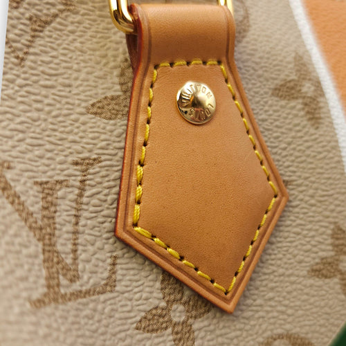 Speedy Bandouliere Monopanam 25cm Beige Shoulder Bag in Canvas, Gold hardware