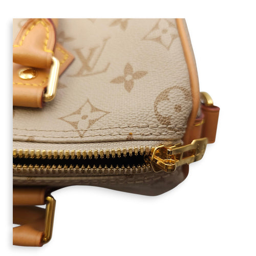 Speedy Bandouliere Monopanam 25cm Beige Shoulder Bag in Canvas, Gold hardware