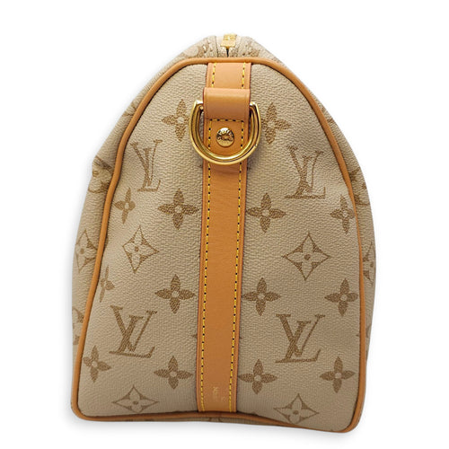 Speedy Bandouliere Monopanam 25cm Beige Shoulder Bag in Canvas, Gold hardware