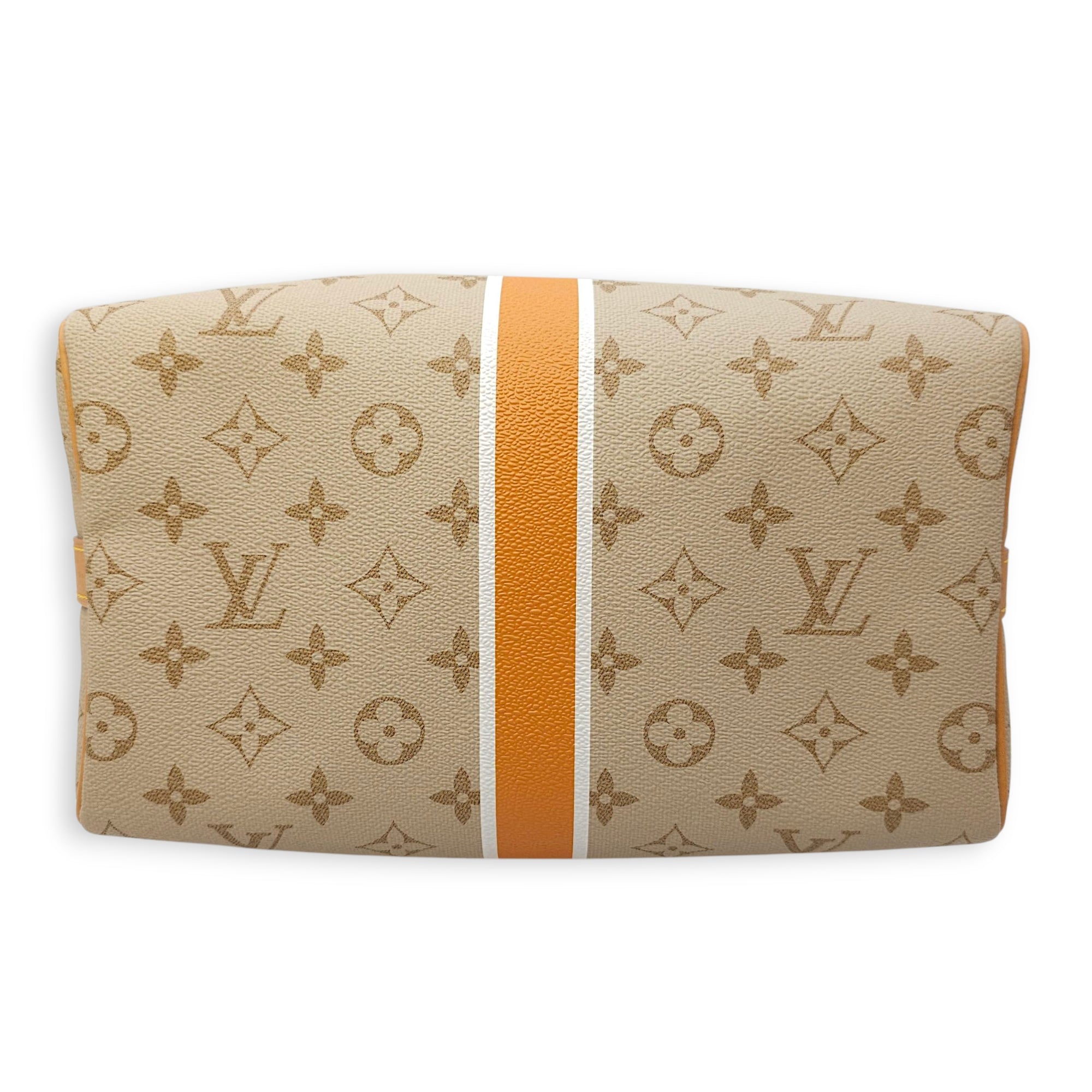 Speedy Bandouliere Monopanam 25cm Beige Shoulder Bag in Canvas, Gold hardware