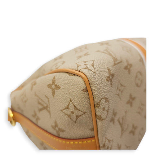 Speedy Bandouliere Monopanam 25cm Beige Shoulder Bag in Canvas, Gold hardware