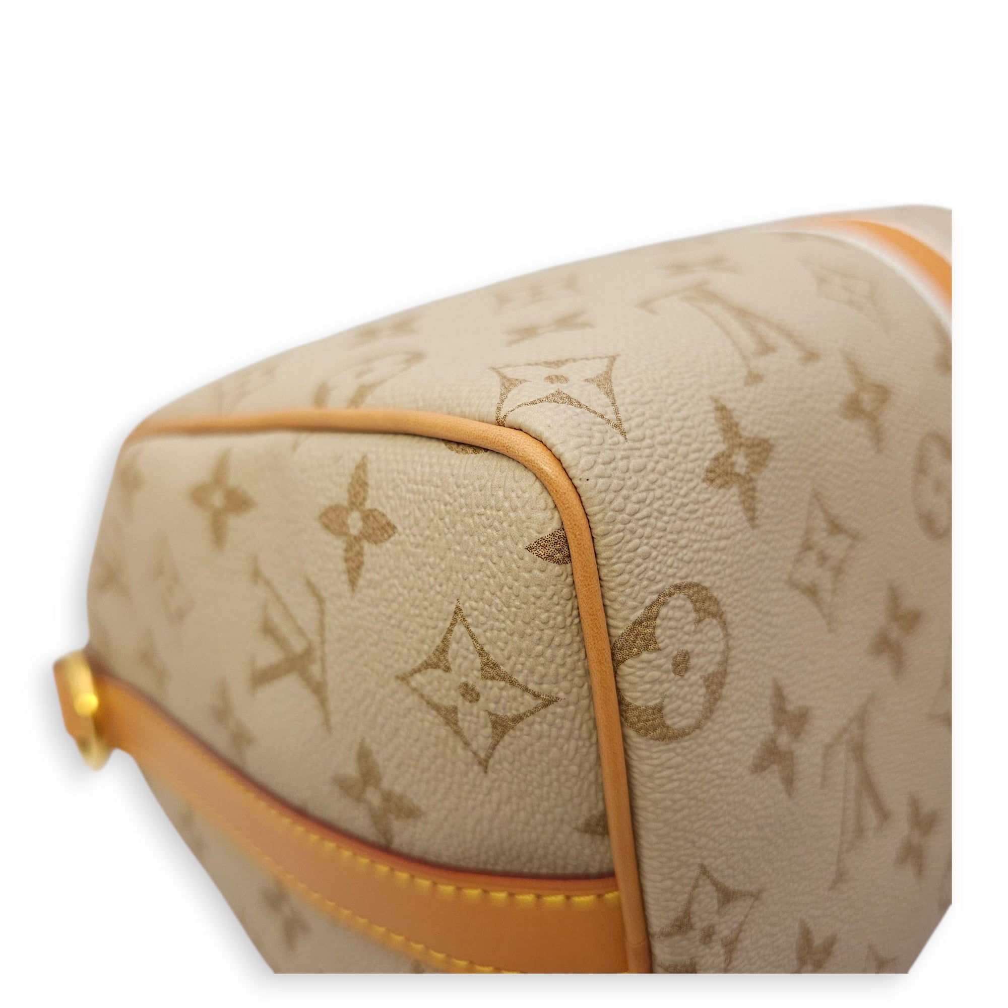 Speedy Bandouliere Monopanam 25cm Beige Shoulder Bag in Canvas, Gold hardware