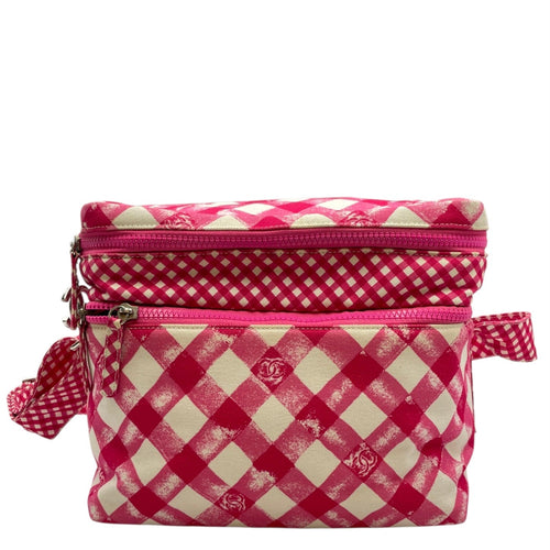 Lunch Box  Pink Shoulder Bag in Canvas Silver hardware