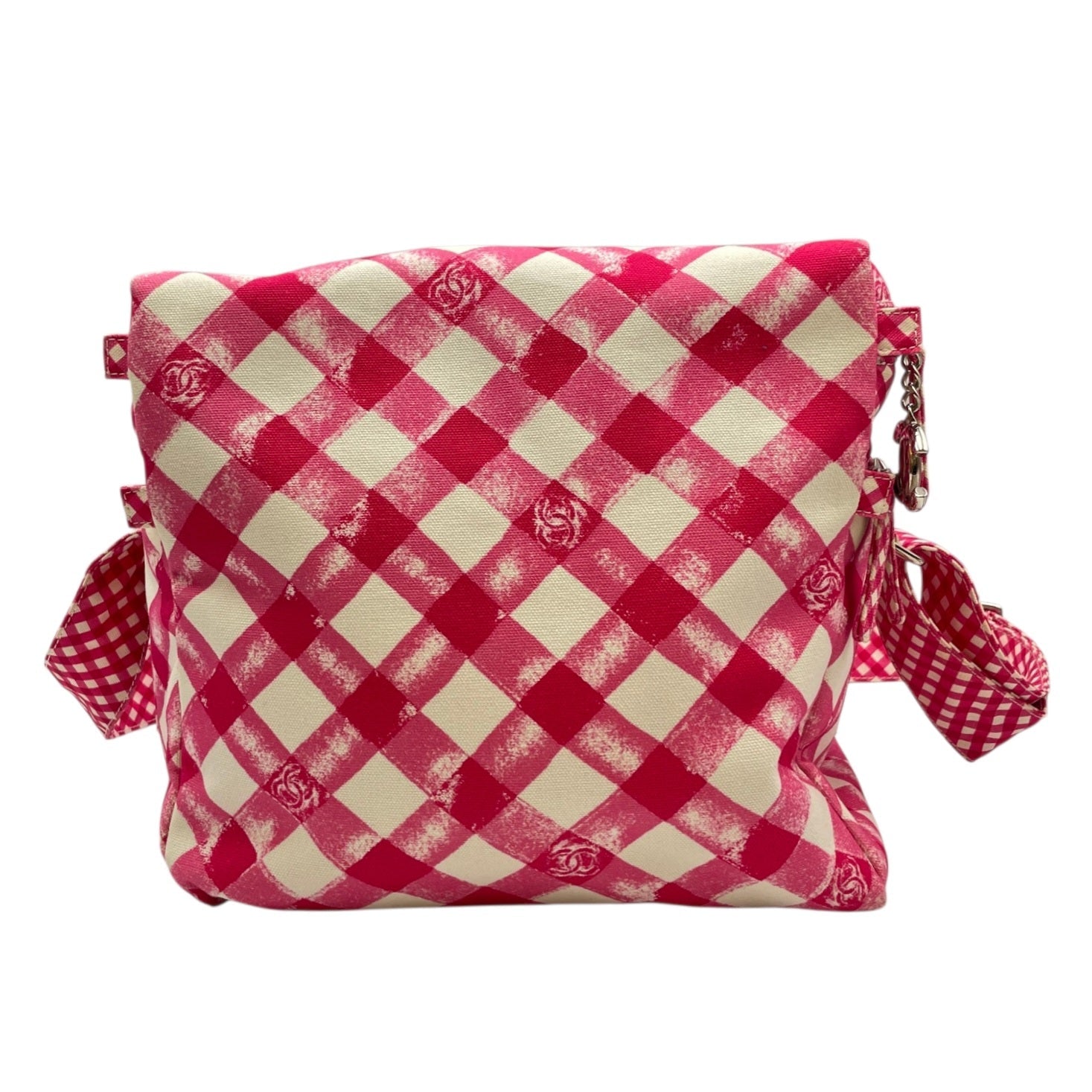 Lunch Box  Pink Shoulder Bag in Canvas Silver hardware