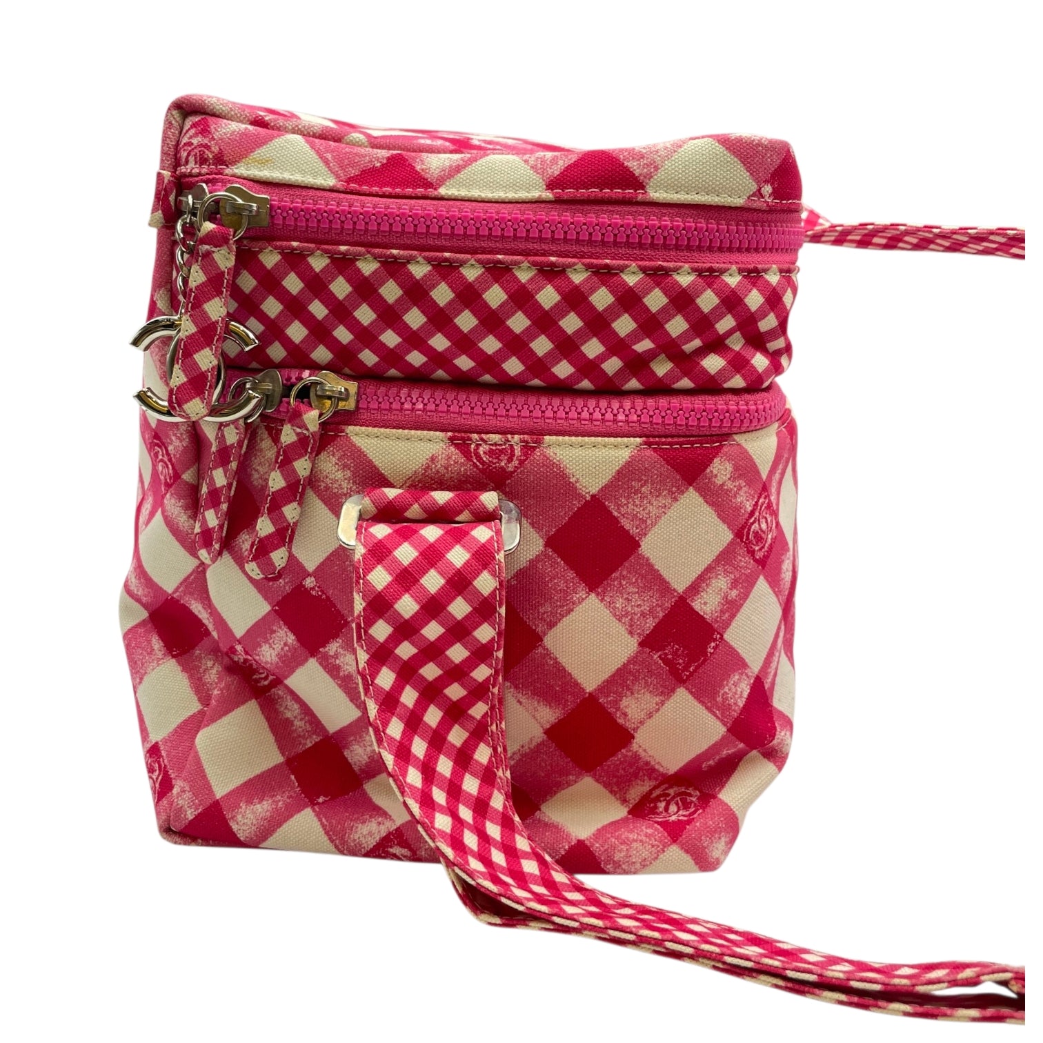 Lunch Box  Pink Shoulder Bag in Canvas Silver hardware