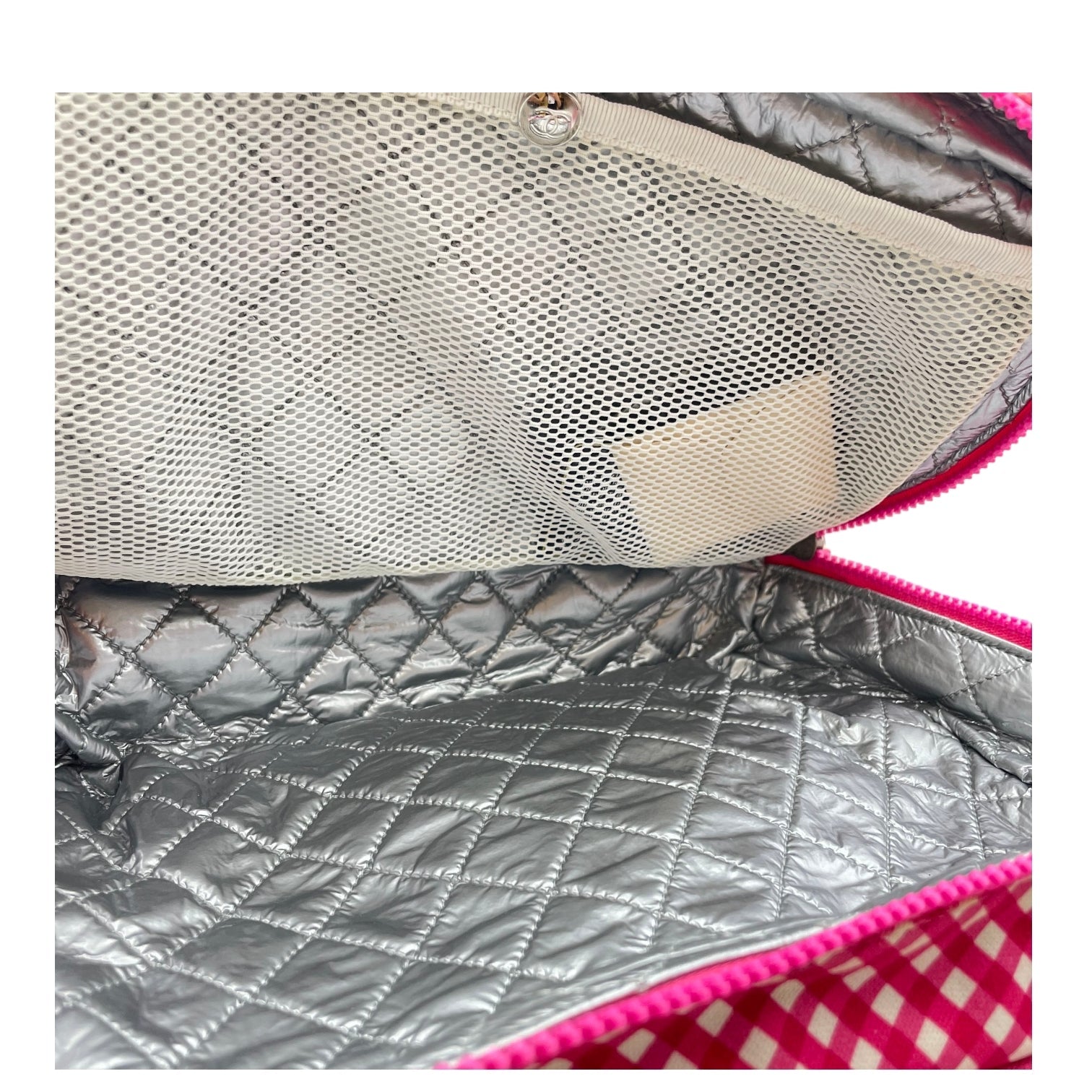 Lunch Box  Pink Shoulder Bag in Canvas Silver hardware