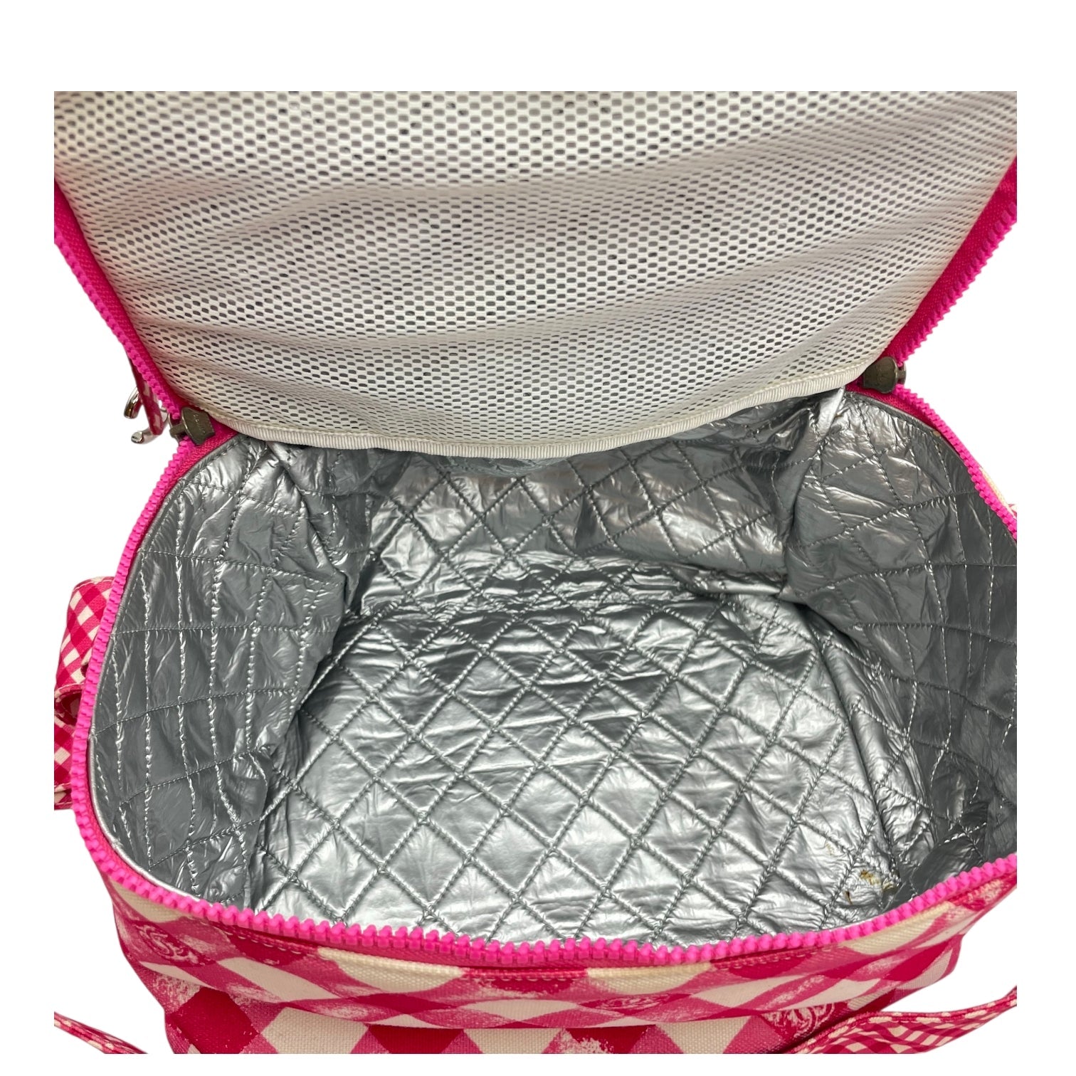 Lunch Box  Pink Shoulder Bag in Canvas Silver hardware