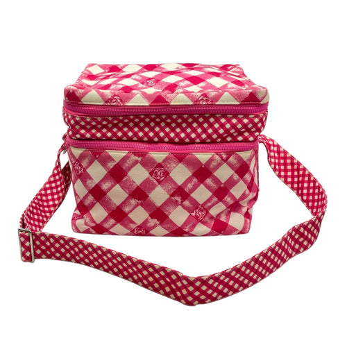 Lunch Box  Pink Shoulder Bag in Canvas Silver hardware