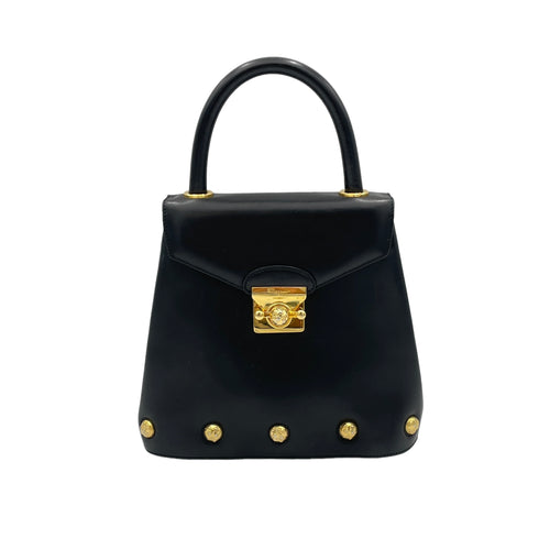 Las mejores S Black Top Handle Bag in Calfskin, Gold hardware