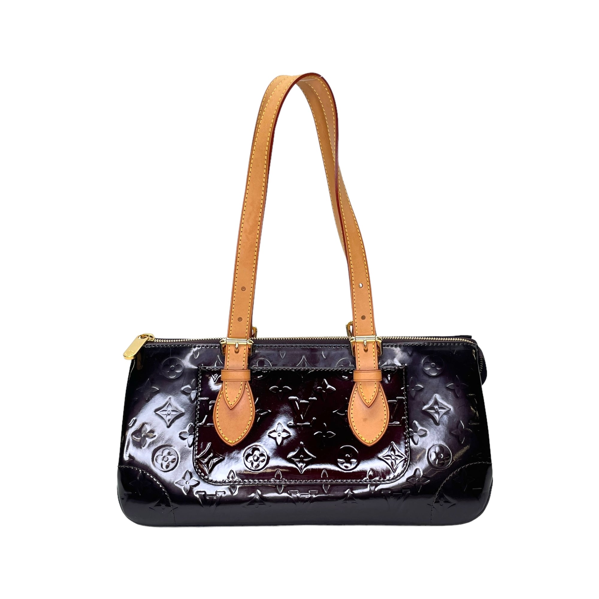 Rosewood Avenue Purple Shoulder Bag in Patent Leather, Gold hardware