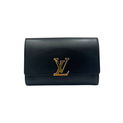 Louise GM Black Crossbody Bag in Calfskin, Gold hardware