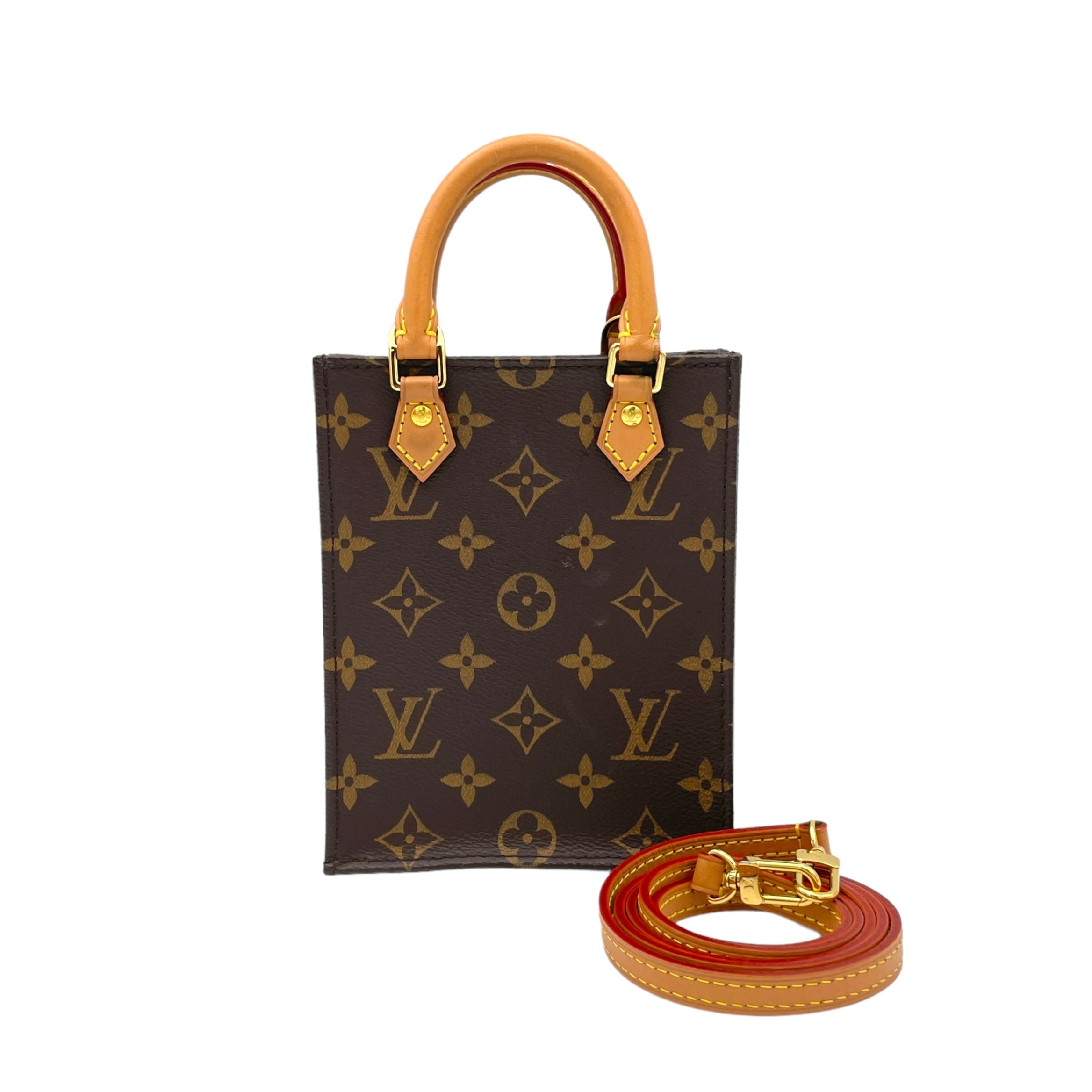 Louis Vuitton Sac Plat Top handle Bag in Monogram Coated Canvas Gold hardware Singapore