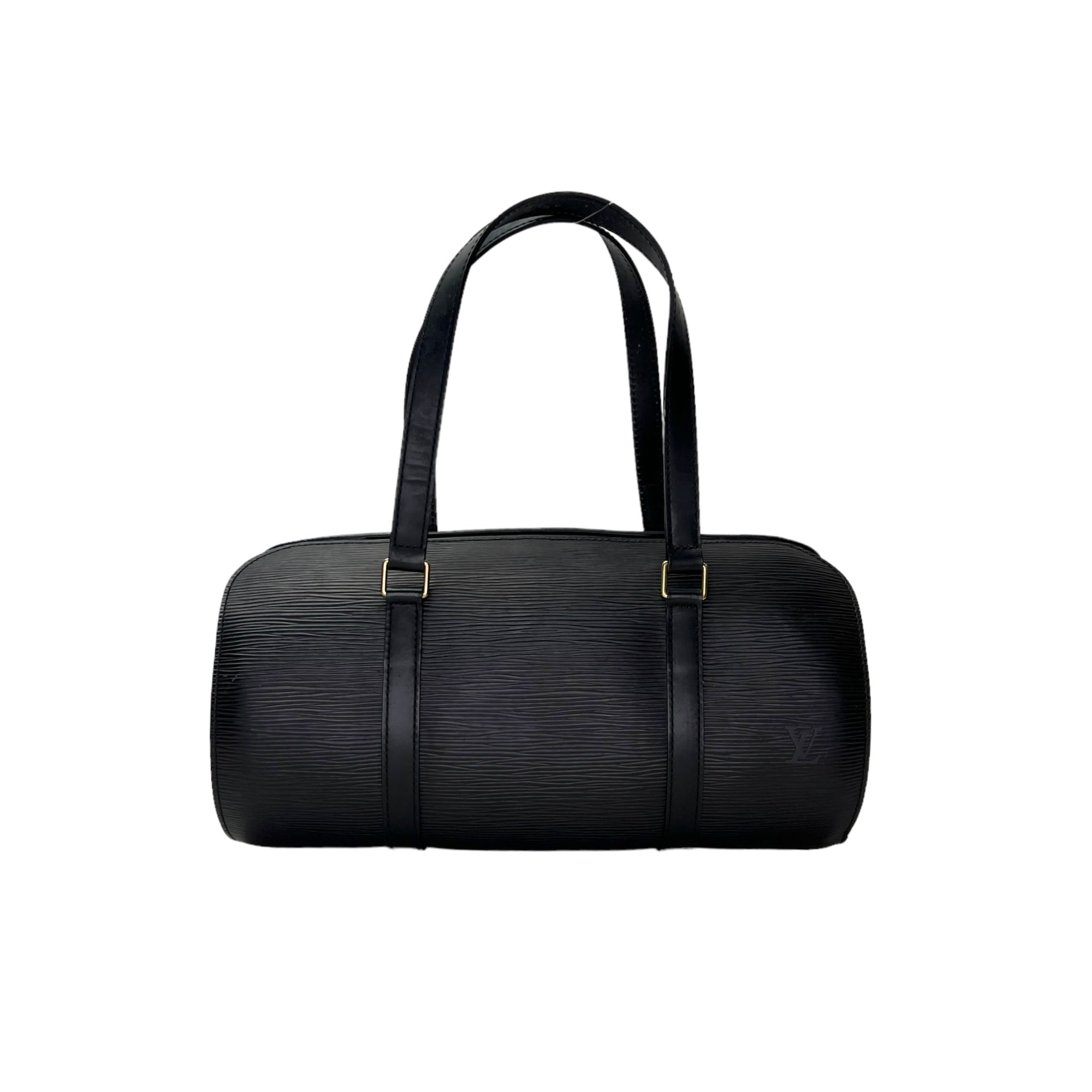 Soufflot Black Top Handle Bag in Epi Leather, Gold hardware