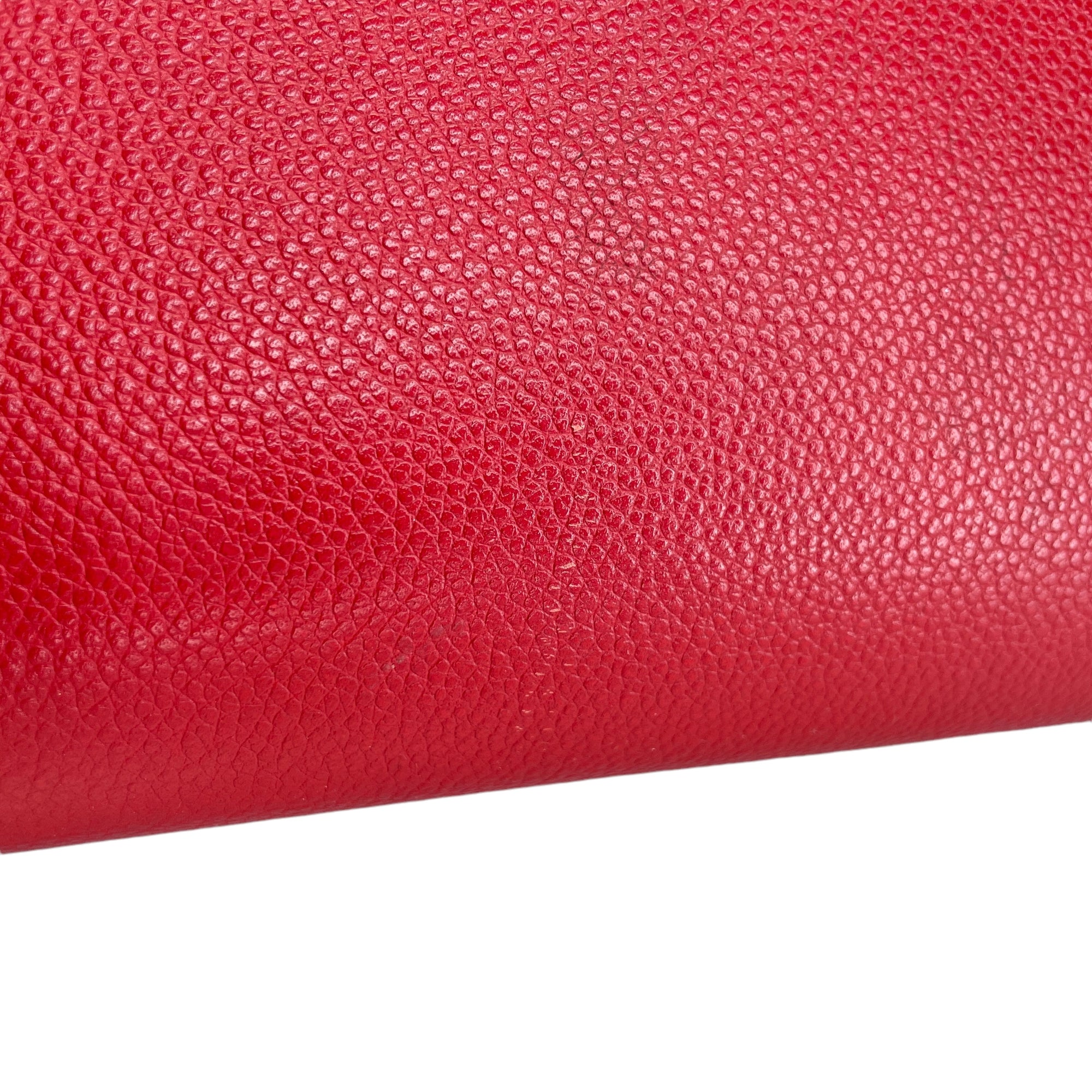 Sac 2 Jours Small Red Top Handle Bag in Calfskin, Silver hardware