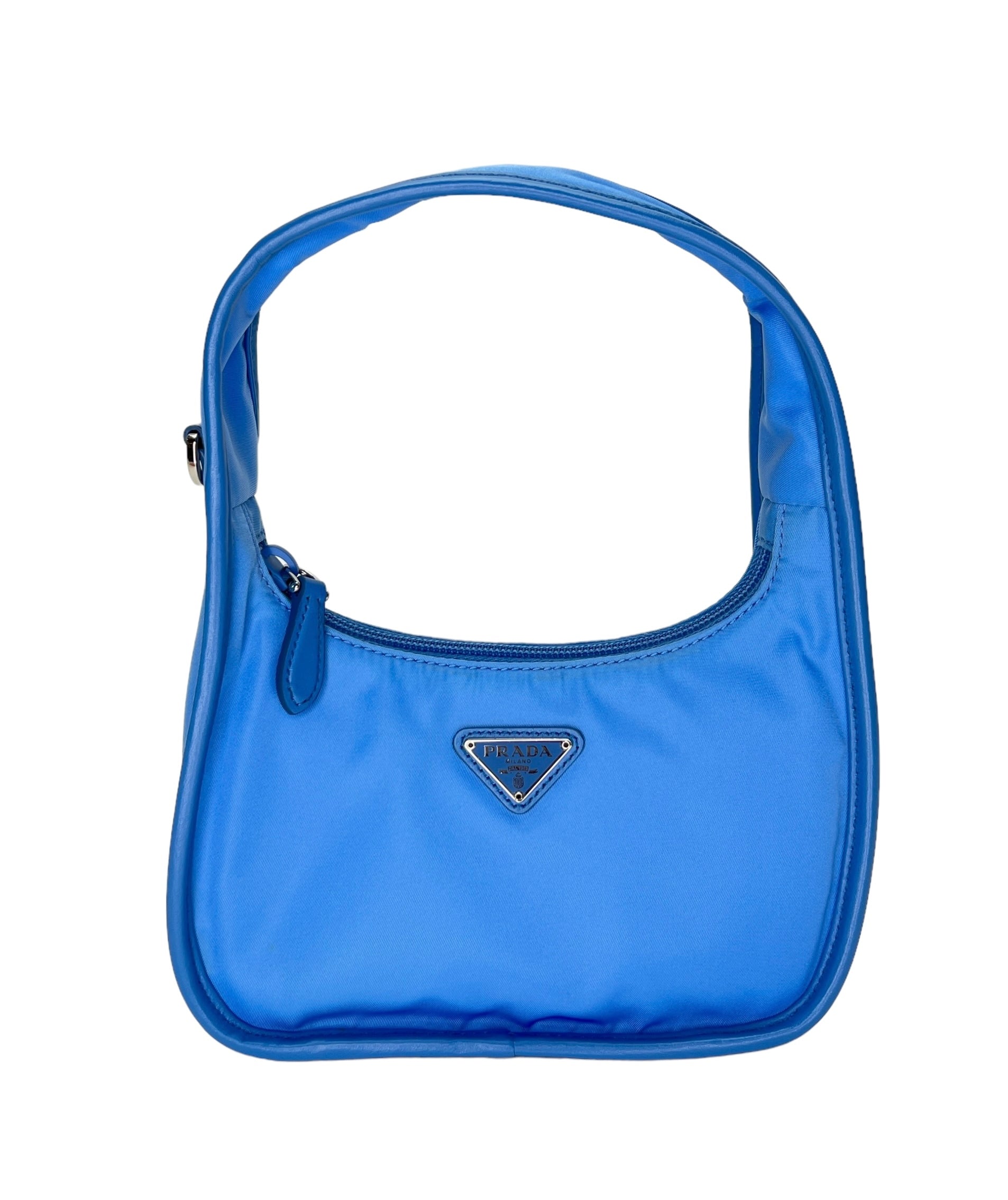 Re-Edition Blue Crossbody Bag in Re-Nylon, Silver hardware