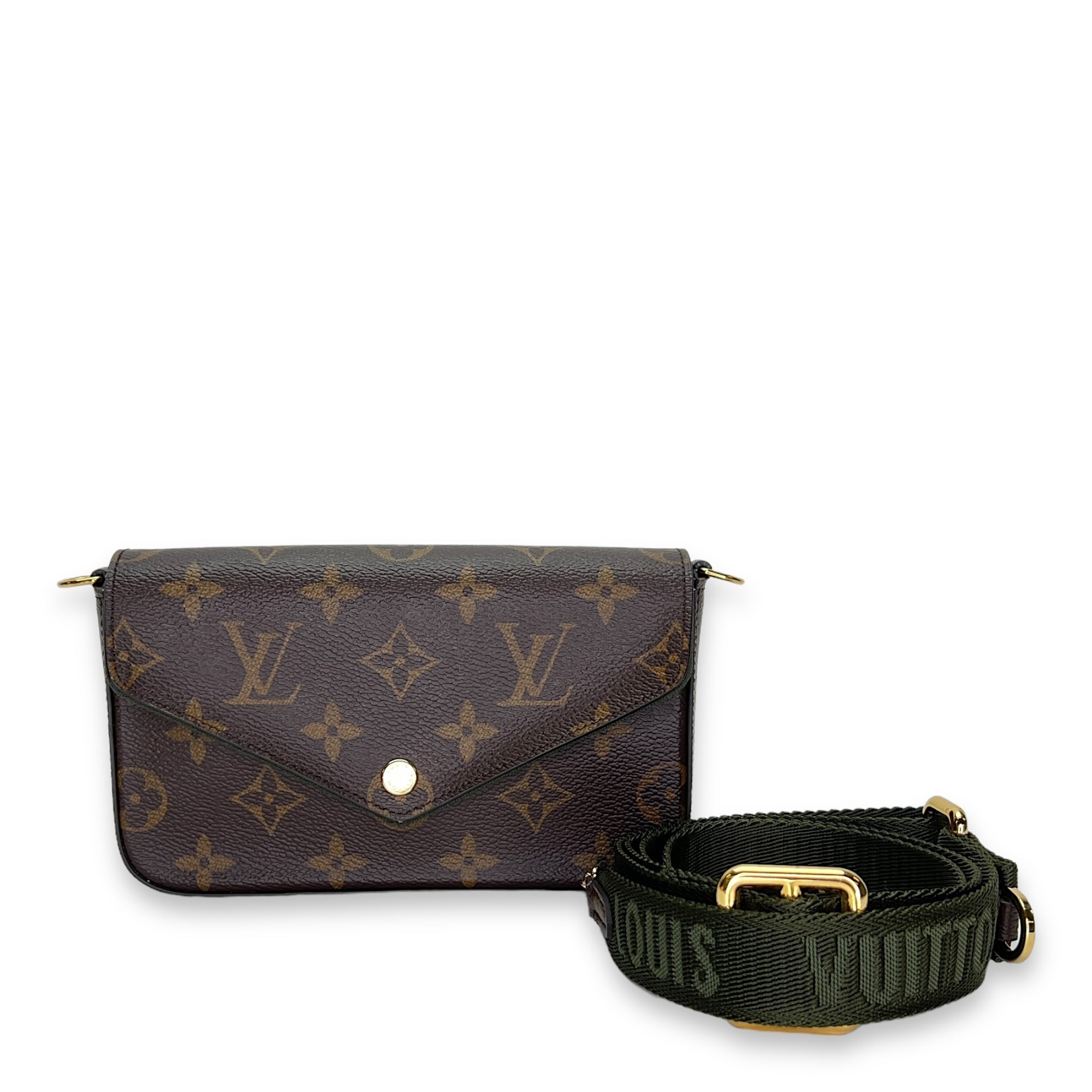 Felicie Crossbody Bag  Brown in Monogram Coated Canvas , Gold Hardware