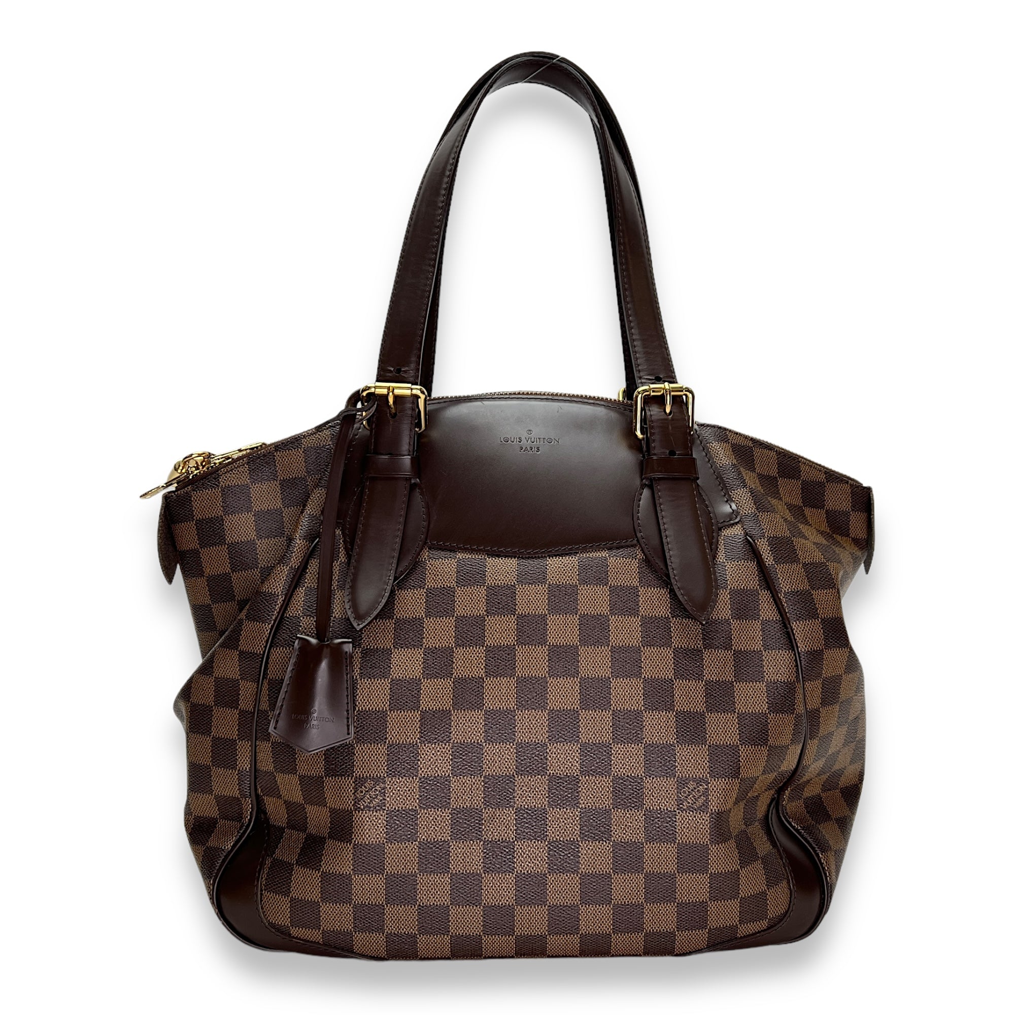 Verona MM Damier Ebene Shoulder Bag in Coated Canvas, Gold hardware