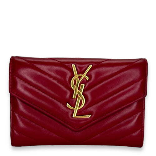 Cassandre Red Wallet in Lambskin, Gold hardware