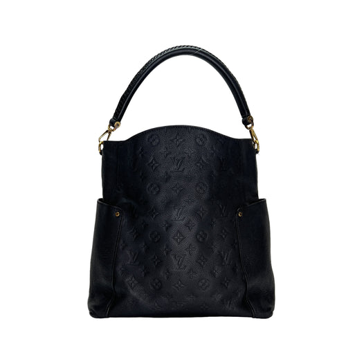 Bagatelle Navy Shoulder Bag in Monogram Empreinte Leather, Gold hardware