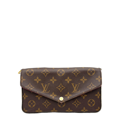 Felicie Brown Crossbody Bag in Monogram Coated Canvas, Gold hardware