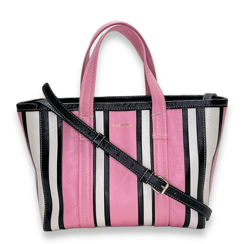 Barbes East West Pink Tote Bag in Calfskin, Silver hardware