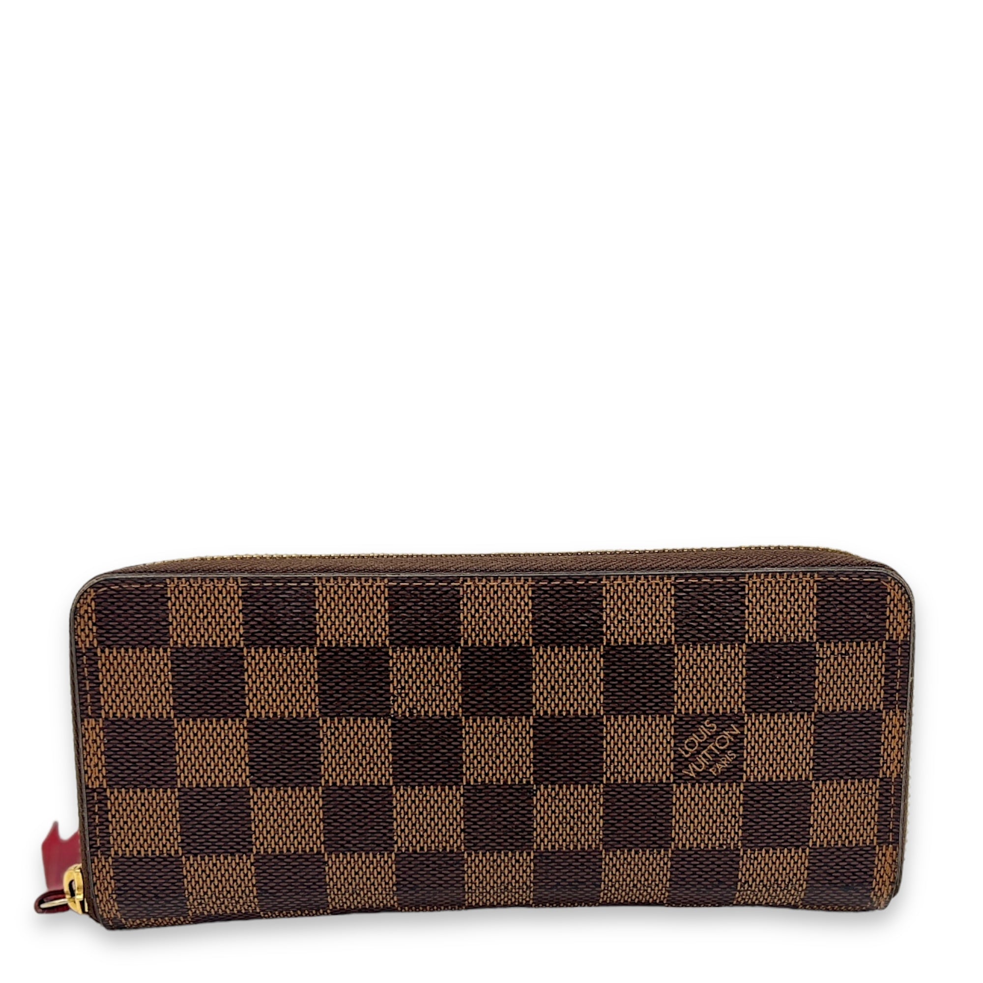 Clemence Long Ebene Wallet in Coated Canvas, Gold hardware